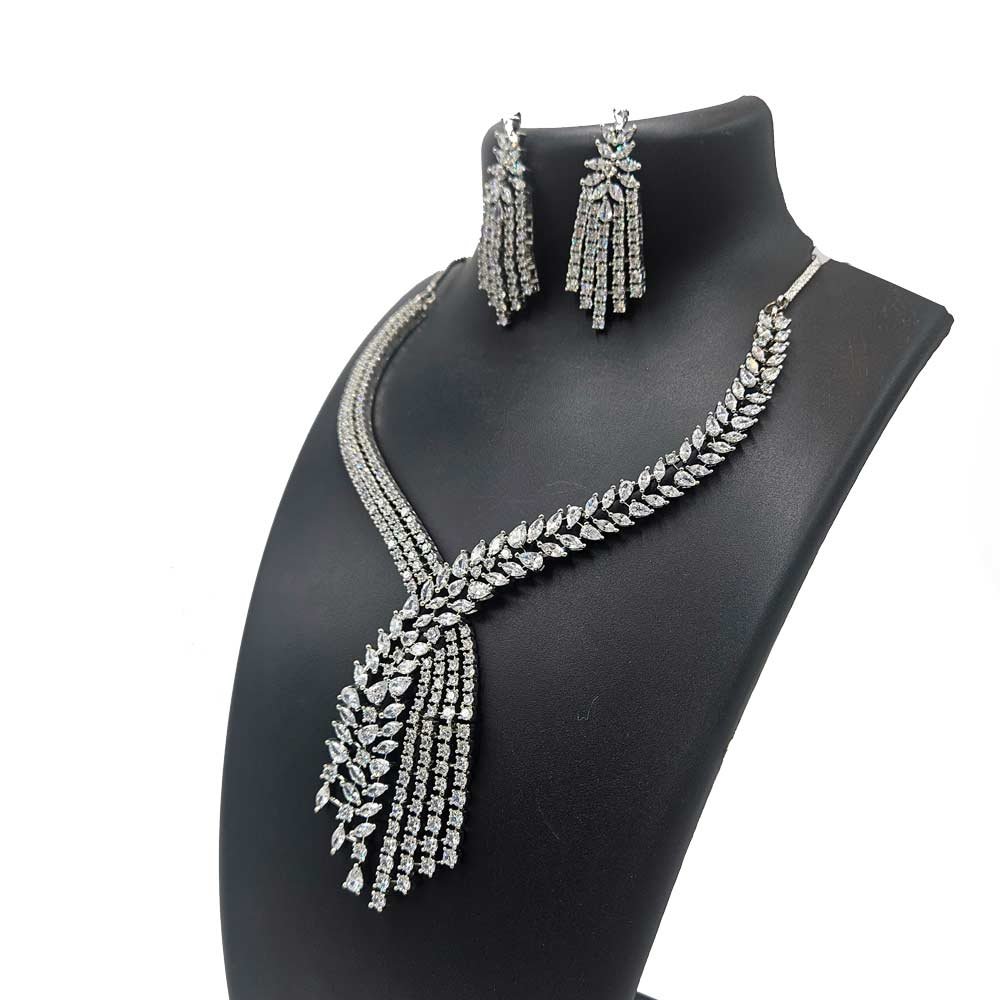 Crystal Tassel Necklace Set