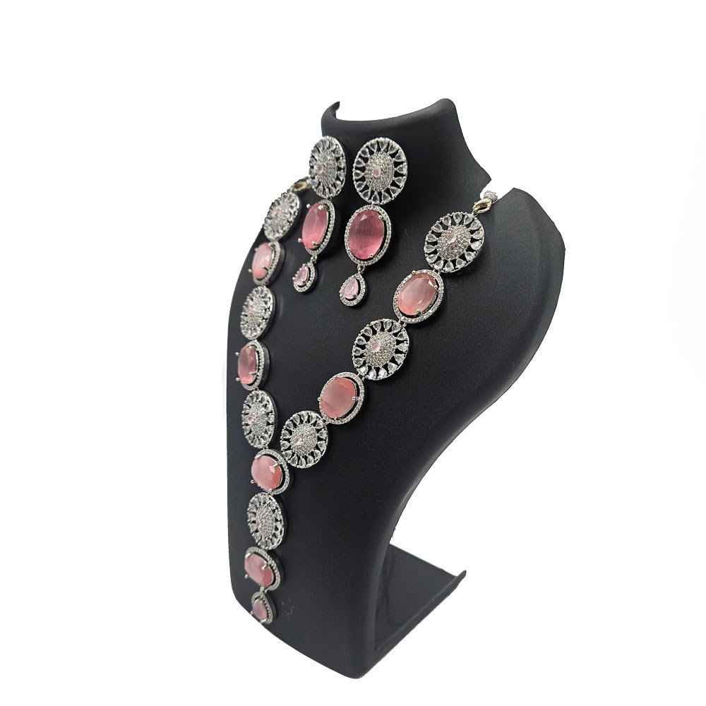 Vintage Pink Crystal Necklace Set