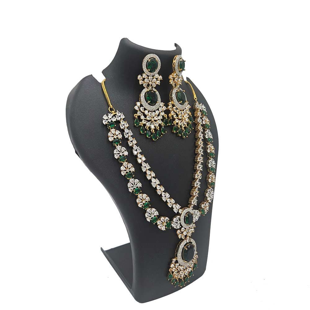 Polki Necklace Set with Emerald Green Stones