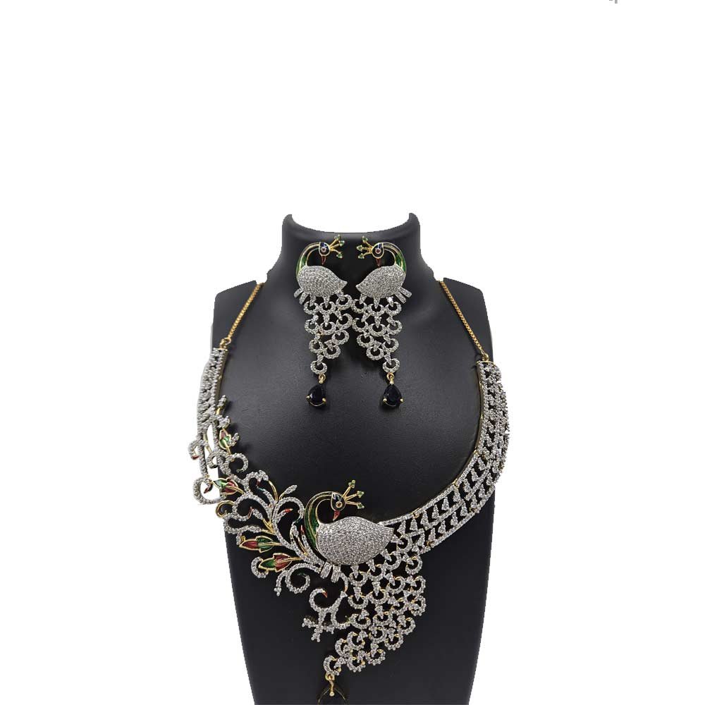 American Diamond Peacock Jewellery Set