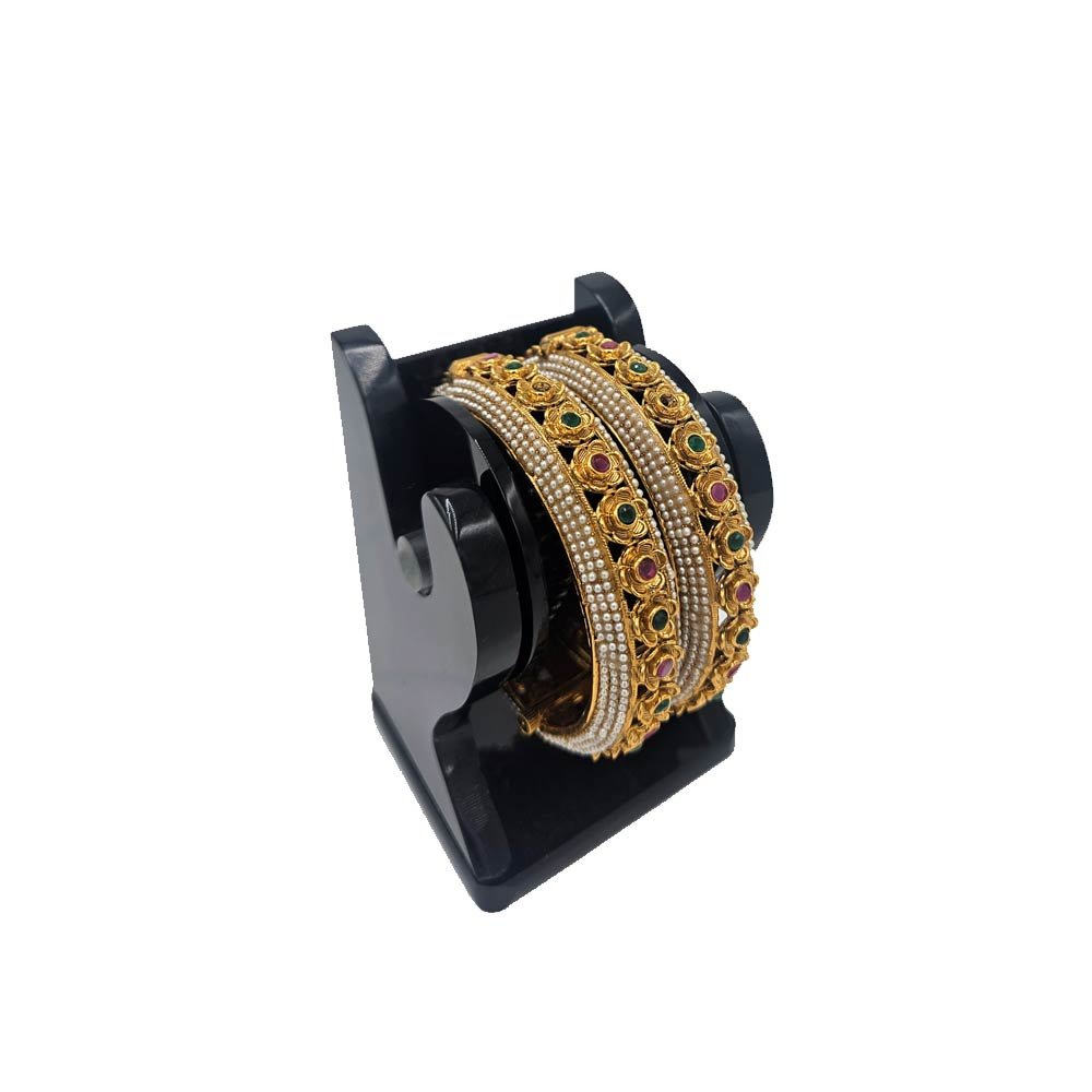 Gold Multicolor Stone Bangles