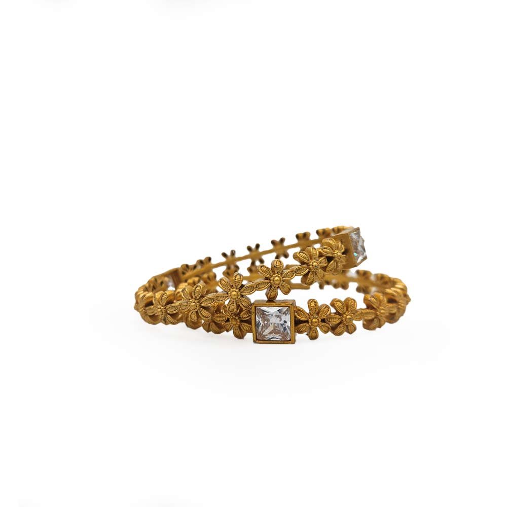 Beautiful Gold Floral Design Bangles