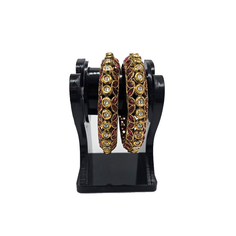 Gold Kundan Meenakari Bangles – Ruby Floral Design