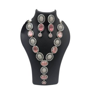 Vintage Pink Crystal Necklace Set