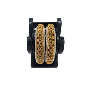 Gold Multicolor Stone Bangles