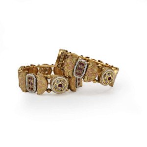 Gold Meenakari Bangle Set